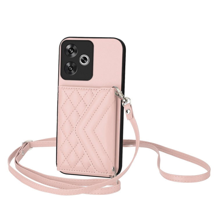 Rhombic Texture Card Bag RFID Phone Case with Long Lanyard, For Redmi Note 13R Pro / 13 4G, For Redmi Turbo 3, For Redmi Note 13 4G Global, For Redmi 13C 4G Global, For Xiaomi Redmi 12 4G, For Xiaomi Redmi Note 12S 4G, For Xiaomi Redmi Note 12 Turbo   ...
