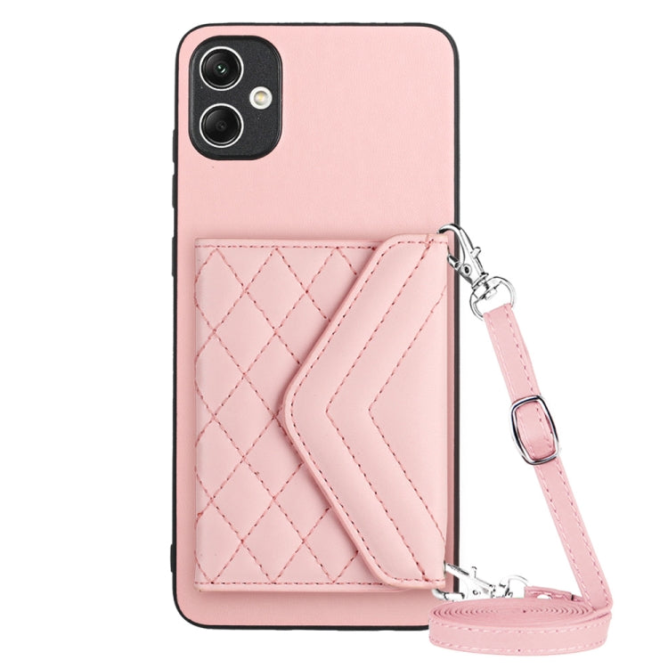Rhombic Texture Card Bag RFID Phone Case with Long Lanyard, For Samsung Galaxy A55, For Samsung Galaxy A35, For Samsung Galaxy S24 Ultra 5G, For Samsung Galaxy S24+ 5G, For Samsung Galaxy S24 5G, For Samsung Galaxy A15, For Samsung Galaxy A05 4G       ...