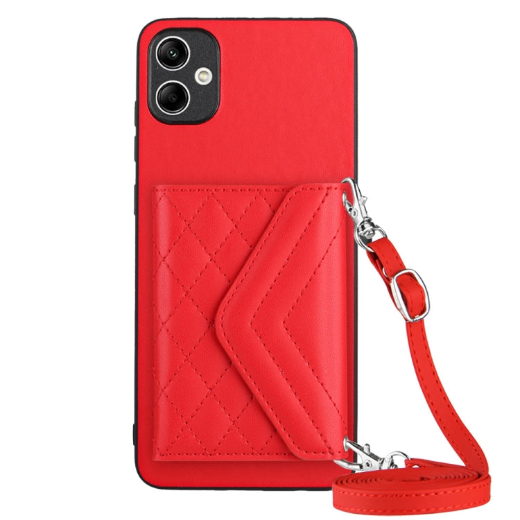 Rhombic Texture Card Bag RFID Phone Case with Long Lanyard, For Samsung Galaxy A55, For Samsung Galaxy A35, For Samsung Galaxy S24 Ultra 5G, For Samsung Galaxy S24+ 5G, For Samsung Galaxy S24 5G, For Samsung Galaxy A15, For Samsung Galaxy A05 4G       ...