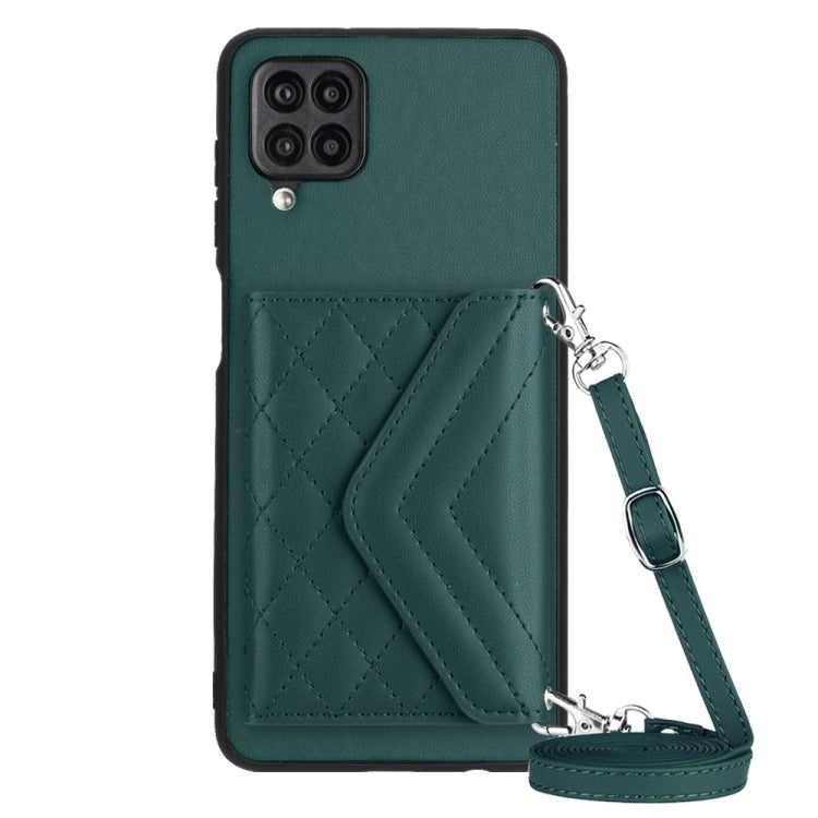 Rhombic Texture Card Bag RFID Phone Case with Long Lanyard, For Samsung Galaxy A13 4G, For Samsung Galaxy S22 Ultra 5G, For Samsung Galaxy S22+ 5G, For Samsung Galaxy S22 5G, For Samsung Galaxy S21 FE, For Samsung Galaxy A52, For Samsung Galaxy A12