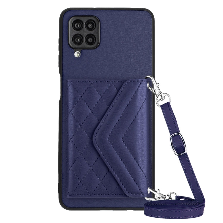 Rhombic Texture Card Bag RFID Phone Case with Long Lanyard, For Samsung Galaxy A13 4G, For Samsung Galaxy S22 Ultra 5G, For Samsung Galaxy S22+ 5G, For Samsung Galaxy S22 5G, For Samsung Galaxy S21 FE, For Samsung Galaxy A52, For Samsung Galaxy A12