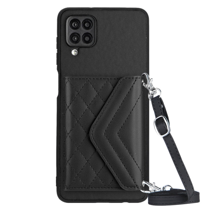 Rhombic Texture Card Bag RFID Phone Case with Long Lanyard, For Samsung Galaxy A13 4G, For Samsung Galaxy S22 Ultra 5G, For Samsung Galaxy S22+ 5G, For Samsung Galaxy S22 5G, For Samsung Galaxy S21 FE, For Samsung Galaxy A52, For Samsung Galaxy A12