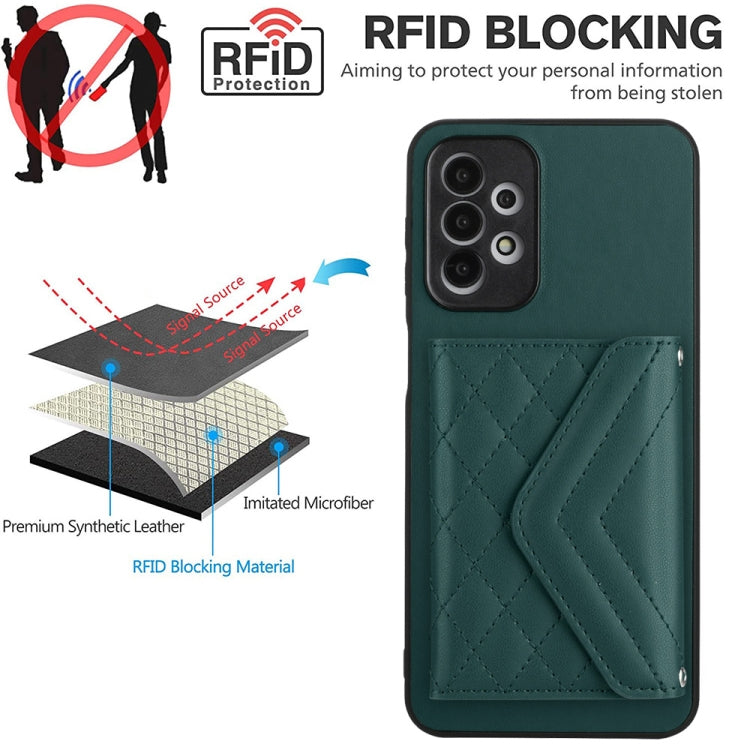 Rhombic Texture Card Bag RFID Phone Case with Long Lanyard, For Samsung Galaxy A13 4G, For Samsung Galaxy S22 Ultra 5G, For Samsung Galaxy S22+ 5G, For Samsung Galaxy S22 5G, For Samsung Galaxy S21 FE, For Samsung Galaxy A52, For Samsung Galaxy A12