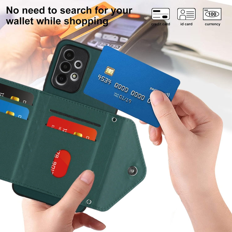 Rhombic Texture Card Bag RFID Phone Case with Long Lanyard, For Samsung Galaxy A13 4G, For Samsung Galaxy S22 Ultra 5G, For Samsung Galaxy S22+ 5G, For Samsung Galaxy S22 5G, For Samsung Galaxy S21 FE, For Samsung Galaxy A52, For Samsung Galaxy A12