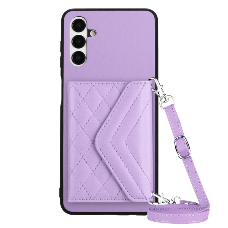 Rhombic Texture Card Bag RFID Phone Case with Long Lanyard, For Samsung Galaxy S23 5G, For Samsung Galaxy A14 5G, For Samsung Galaxy A04 4G, For Samsung Galaxy A13 5G / A04s, For Samsung Galaxy S20 FE, For Samsung Galaxy A23, For Samsung Galaxy A53 5G ...