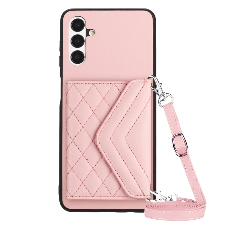 Rhombic Texture Card Bag RFID Phone Case with Long Lanyard, For Samsung Galaxy S23 5G, For Samsung Galaxy A14 5G, For Samsung Galaxy A04 4G, For Samsung Galaxy A13 5G / A04s, For Samsung Galaxy S20 FE, For Samsung Galaxy A23, For Samsung Galaxy A53 5G ...