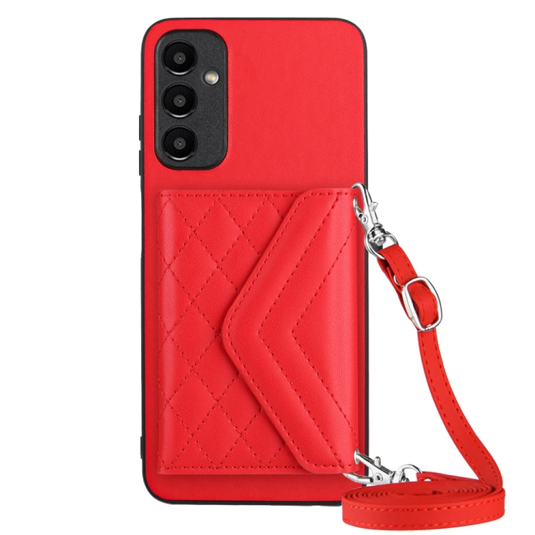 Rhombic Texture Card Bag RFID Phone Case with Long Lanyard, For Samsung Galaxy S23 5G, For Samsung Galaxy A14 5G, For Samsung Galaxy A04 4G, For Samsung Galaxy A13 5G / A04s, For Samsung Galaxy S20 FE, For Samsung Galaxy A23, For Samsung Galaxy A53 5G ...