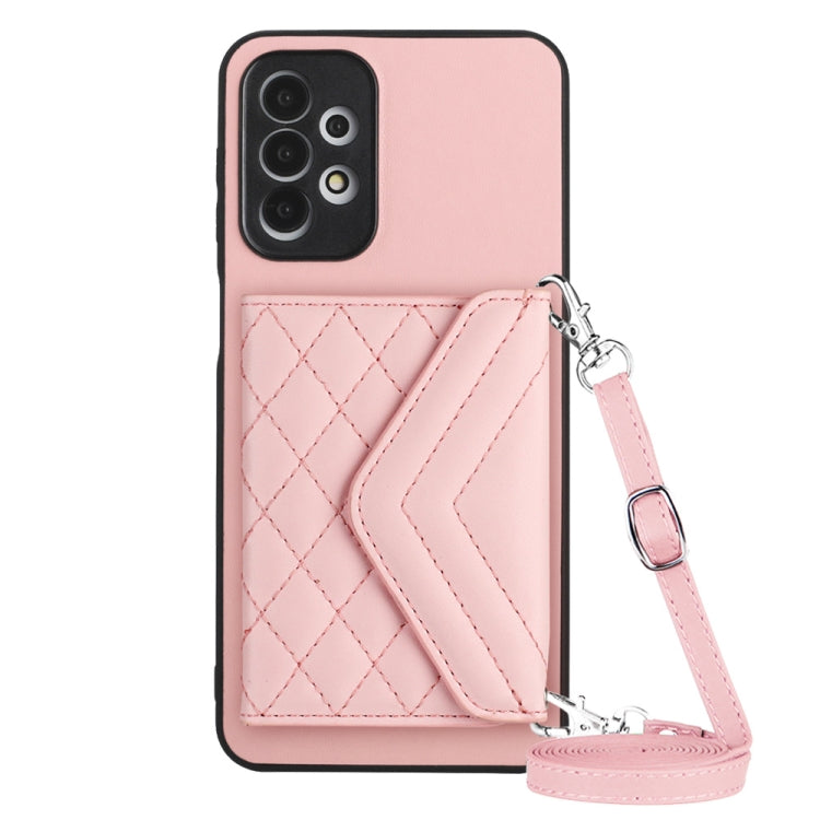 Rhombic Texture Card Bag RFID Phone Case with Long Lanyard, For Samsung Galaxy S23 5G, For Samsung Galaxy A14 5G, For Samsung Galaxy A04 4G, For Samsung Galaxy A13 5G / A04s, For Samsung Galaxy S20 FE, For Samsung Galaxy A23, For Samsung Galaxy A53 5G ...