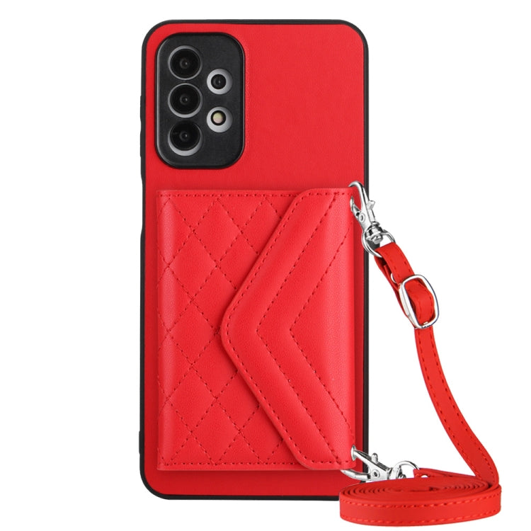 Rhombic Texture Card Bag RFID Phone Case with Long Lanyard, For Samsung Galaxy S23 5G, For Samsung Galaxy A14 5G, For Samsung Galaxy A04 4G, For Samsung Galaxy A13 5G / A04s, For Samsung Galaxy S20 FE, For Samsung Galaxy A23, For Samsung Galaxy A53 5G ...