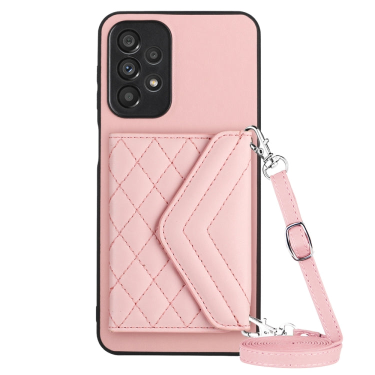 Rhombic Texture Card Bag RFID Phone Case with Long Lanyard, For Samsung Galaxy A13 4G, For Samsung Galaxy S22 Ultra 5G, For Samsung Galaxy S22+ 5G, For Samsung Galaxy S22 5G, For Samsung Galaxy S21 FE, For Samsung Galaxy A52, For Samsung Galaxy A12
