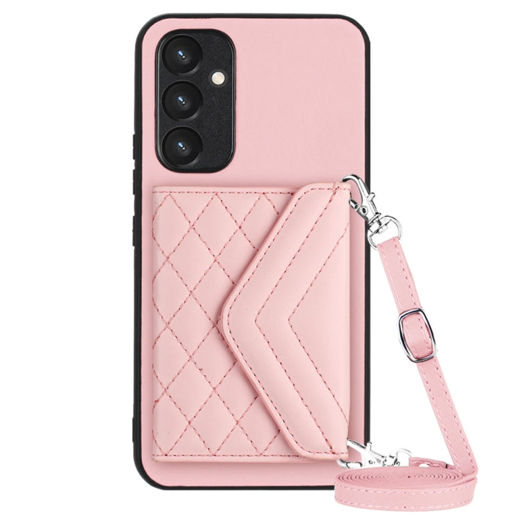 Rhombic Texture Card Bag RFID Phone Case with Long Lanyard, For Samsung Galaxy A25 5G, For Samsung Galaxy S23 FE 5G, For Samsung Galaxy A24 4G, For Samsung Galaxy A04e 4G / M04 4G, For Samsung Galaxy A34 5G, For Samsung Galaxy A54 5G                   ...