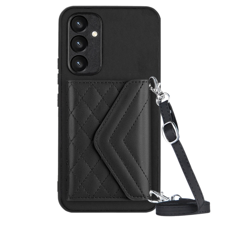 Rhombic Texture Card Bag RFID Phone Case with Long Lanyard, For Samsung Galaxy A25 5G, For Samsung Galaxy S23 FE 5G, For Samsung Galaxy A24 4G, For Samsung Galaxy A04e 4G / M04 4G, For Samsung Galaxy A34 5G, For Samsung Galaxy A54 5G                   ...