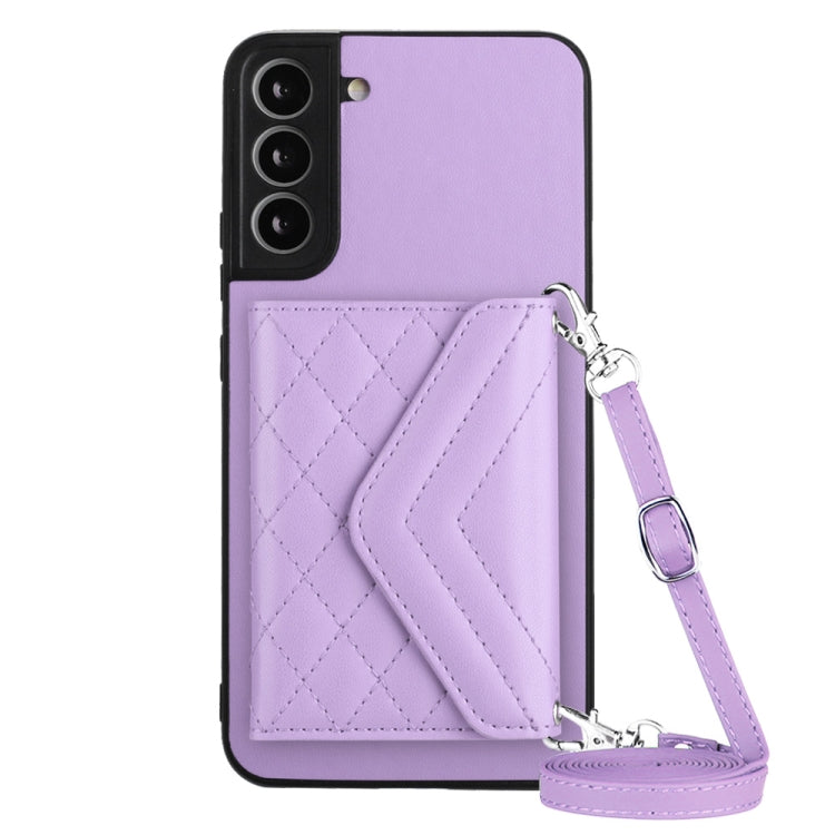 Rhombic Texture Card Bag RFID Phone Case with Long Lanyard, For Samsung Galaxy A13 4G, For Samsung Galaxy S22 Ultra 5G, For Samsung Galaxy S22+ 5G, For Samsung Galaxy S22 5G, For Samsung Galaxy S21 FE, For Samsung Galaxy A52, For Samsung Galaxy A12