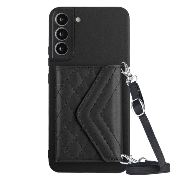 Rhombic Texture Card Bag RFID Phone Case with Long Lanyard, For Samsung Galaxy A13 4G, For Samsung Galaxy S22 Ultra 5G, For Samsung Galaxy S22+ 5G, For Samsung Galaxy S22 5G, For Samsung Galaxy S21 FE, For Samsung Galaxy A52, For Samsung Galaxy A12
