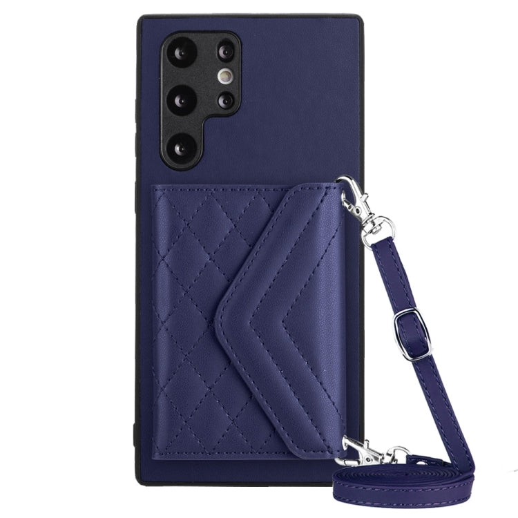Rhombic Texture Card Bag RFID Phone Case with Long Lanyard, For Samsung Galaxy A13 4G, For Samsung Galaxy S22 Ultra 5G, For Samsung Galaxy S22+ 5G, For Samsung Galaxy S22 5G, For Samsung Galaxy S21 FE, For Samsung Galaxy A52, For Samsung Galaxy A12