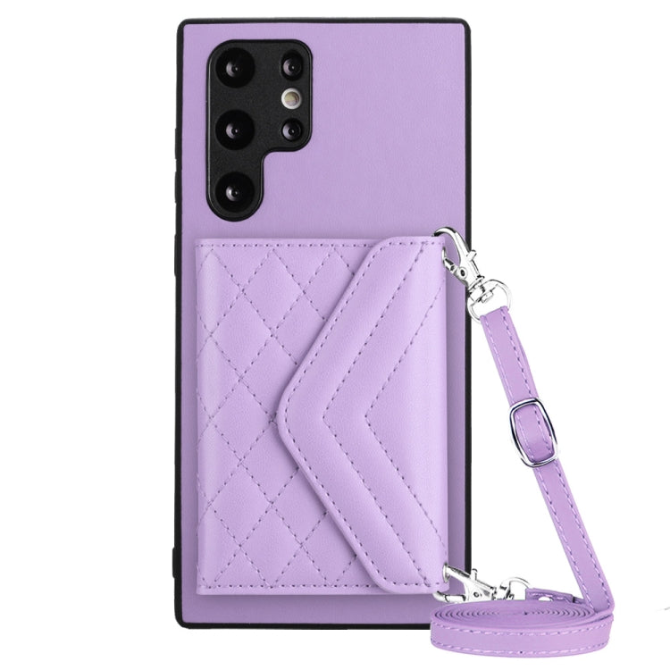 Rhombic Texture Card Bag RFID Phone Case with Long Lanyard, For Samsung Galaxy A13 4G, For Samsung Galaxy S22 Ultra 5G, For Samsung Galaxy S22+ 5G, For Samsung Galaxy S22 5G, For Samsung Galaxy S21 FE, For Samsung Galaxy A52, For Samsung Galaxy A12