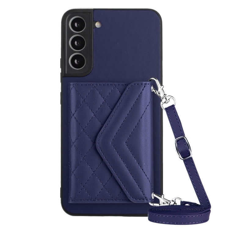 Rhombic Texture Card Bag RFID Phone Case with Long Lanyard, For Samsung Galaxy A13 4G, For Samsung Galaxy S22 Ultra 5G, For Samsung Galaxy S22+ 5G, For Samsung Galaxy S22 5G, For Samsung Galaxy S21 FE, For Samsung Galaxy A52, For Samsung Galaxy A12