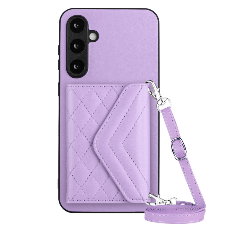 Rhombic Texture Card Bag RFID Phone Case with Long Lanyard, For Samsung Galaxy A25 5G, For Samsung Galaxy S23 FE 5G, For Samsung Galaxy A24 4G, For Samsung Galaxy A04e 4G / M04 4G, For Samsung Galaxy A34 5G, For Samsung Galaxy A54 5G                   ...