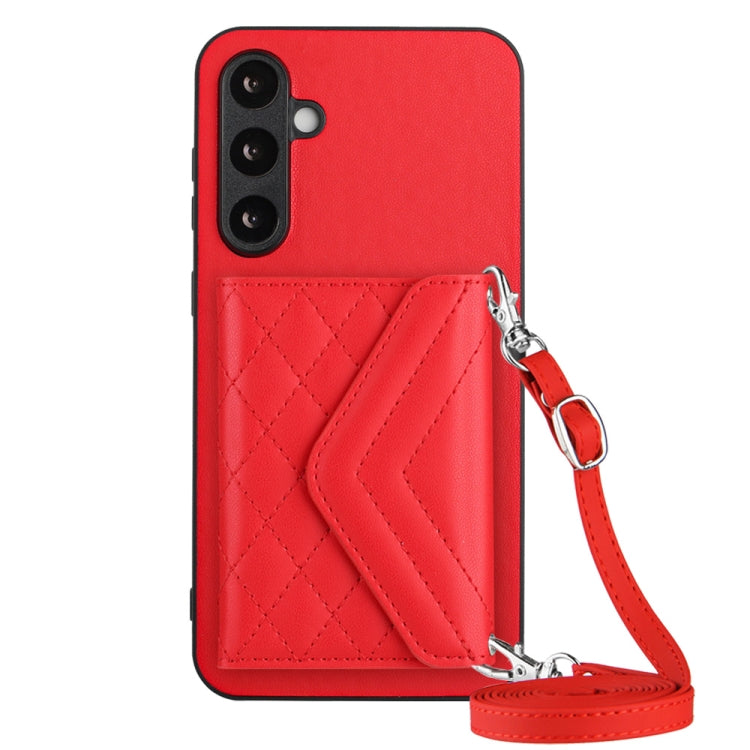 Rhombic Texture Card Bag RFID Phone Case with Long Lanyard, For Samsung Galaxy A25 5G, For Samsung Galaxy S23 FE 5G, For Samsung Galaxy A24 4G, For Samsung Galaxy A04e 4G / M04 4G, For Samsung Galaxy A34 5G, For Samsung Galaxy A54 5G                   ...