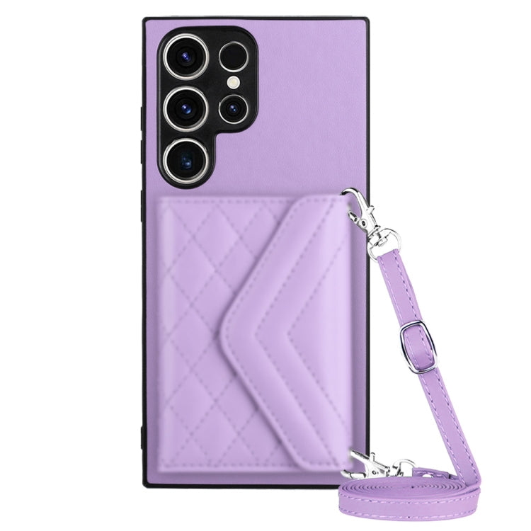 Rhombic Texture Card Bag RFID Phone Case with Long Lanyard, For Samsung Galaxy A25 5G, For Samsung Galaxy S23 FE 5G, For Samsung Galaxy A24 4G, For Samsung Galaxy A04e 4G / M04 4G, For Samsung Galaxy A34 5G, For Samsung Galaxy A54 5G                   ...