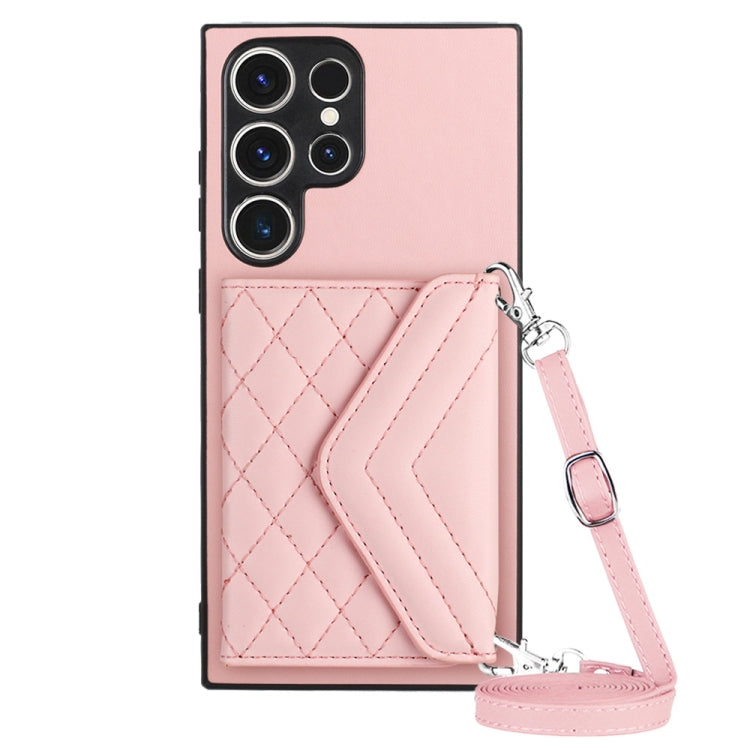 Rhombic Texture Card Bag RFID Phone Case with Long Lanyard, For Samsung Galaxy A25 5G, For Samsung Galaxy S23 FE 5G, For Samsung Galaxy A24 4G, For Samsung Galaxy A04e 4G / M04 4G, For Samsung Galaxy A34 5G, For Samsung Galaxy A54 5G                   ...