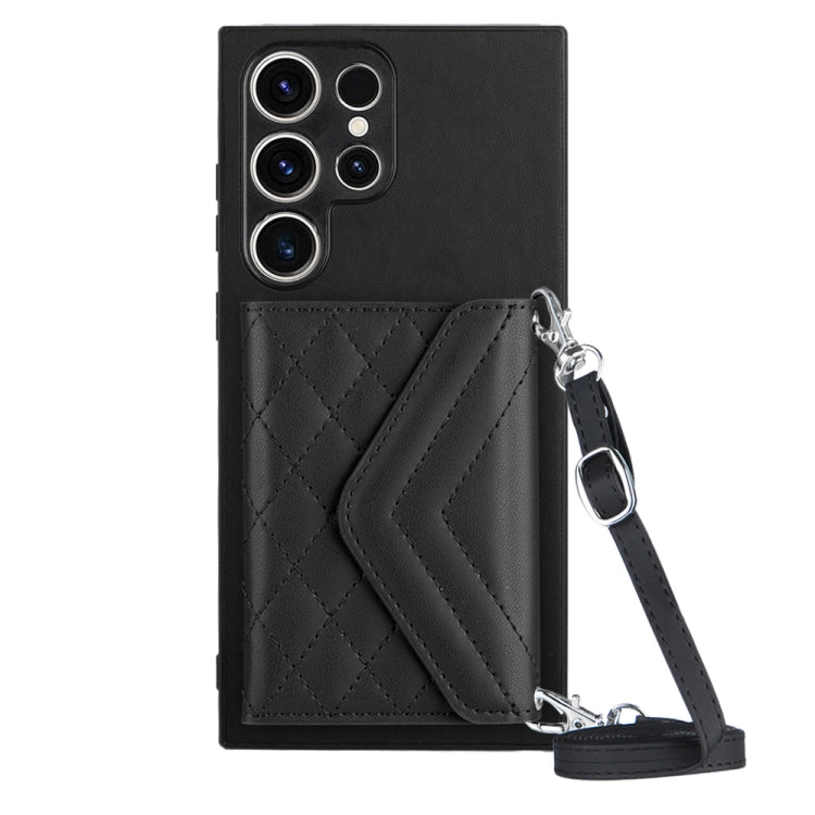 Rhombic Texture Card Bag RFID Phone Case with Long Lanyard, For Samsung Galaxy A25 5G, For Samsung Galaxy S23 FE 5G, For Samsung Galaxy A24 4G, For Samsung Galaxy A04e 4G / M04 4G, For Samsung Galaxy A34 5G, For Samsung Galaxy A54 5G                   ...
