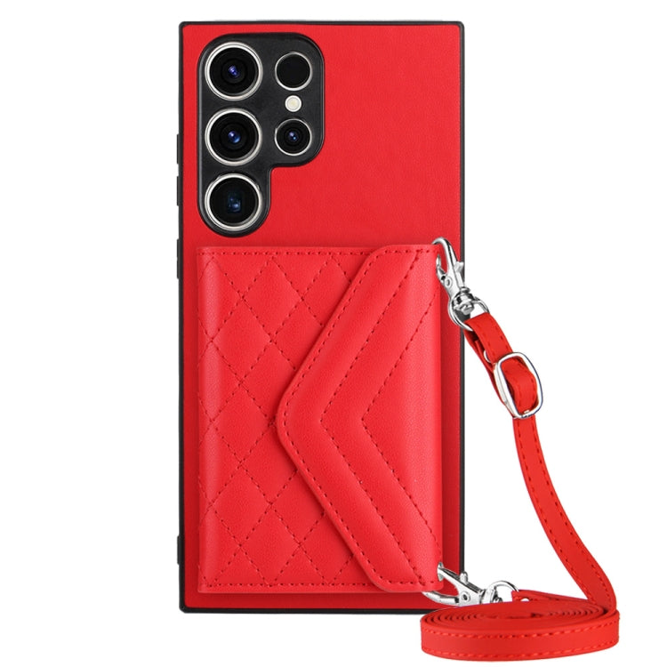 Rhombic Texture Card Bag RFID Phone Case with Long Lanyard, For Samsung Galaxy A25 5G, For Samsung Galaxy S23 FE 5G, For Samsung Galaxy A24 4G, For Samsung Galaxy A04e 4G / M04 4G, For Samsung Galaxy A34 5G, For Samsung Galaxy A54 5G                   ...