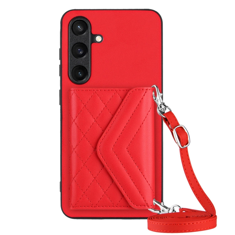 Rhombic Texture Card Bag RFID Phone Case with Long Lanyard, For Samsung Galaxy A55, For Samsung Galaxy A35, For Samsung Galaxy S24 Ultra 5G, For Samsung Galaxy S24+ 5G, For Samsung Galaxy S24 5G, For Samsung Galaxy A15, For Samsung Galaxy A05 4G       ...