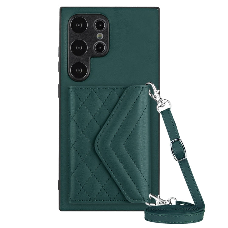 Rhombic Texture Card Bag RFID Phone Case with Long Lanyard, For Samsung Galaxy A55, For Samsung Galaxy A35, For Samsung Galaxy S24 Ultra 5G, For Samsung Galaxy S24+ 5G, For Samsung Galaxy S24 5G, For Samsung Galaxy A15, For Samsung Galaxy A05 4G       ...