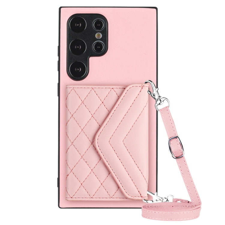 Rhombic Texture Card Bag RFID Phone Case with Long Lanyard, For Samsung Galaxy A55, For Samsung Galaxy A35, For Samsung Galaxy S24 Ultra 5G, For Samsung Galaxy S24+ 5G, For Samsung Galaxy S24 5G, For Samsung Galaxy A15, For Samsung Galaxy A05 4G       ...