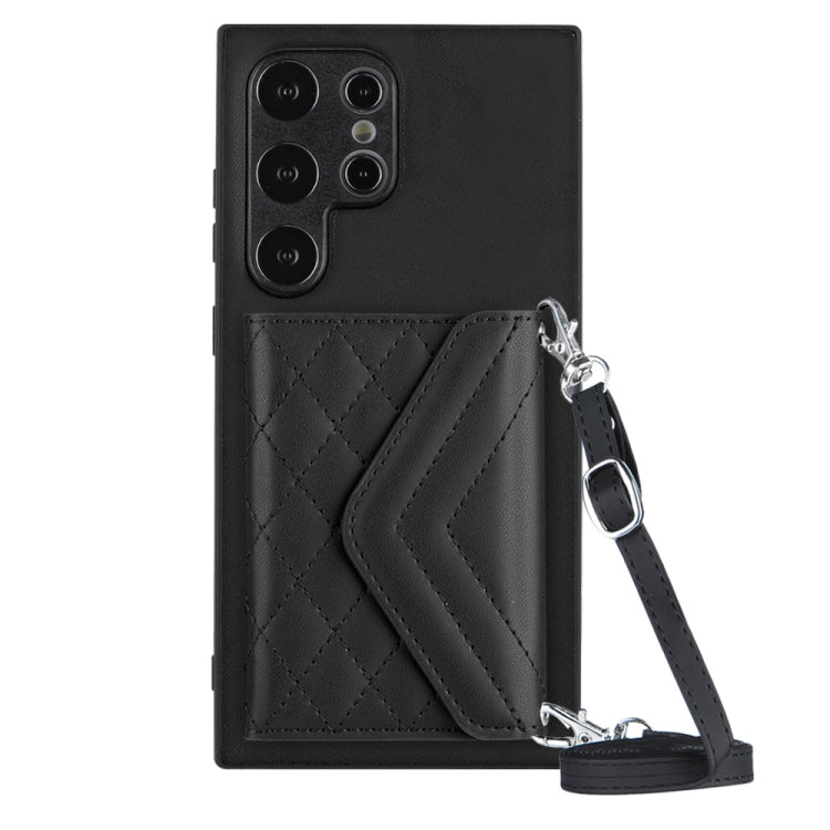 Rhombic Texture Card Bag RFID Phone Case with Long Lanyard, For Samsung Galaxy A55, For Samsung Galaxy A35, For Samsung Galaxy S24 Ultra 5G, For Samsung Galaxy S24+ 5G, For Samsung Galaxy S24 5G, For Samsung Galaxy A15, For Samsung Galaxy A05 4G       ...