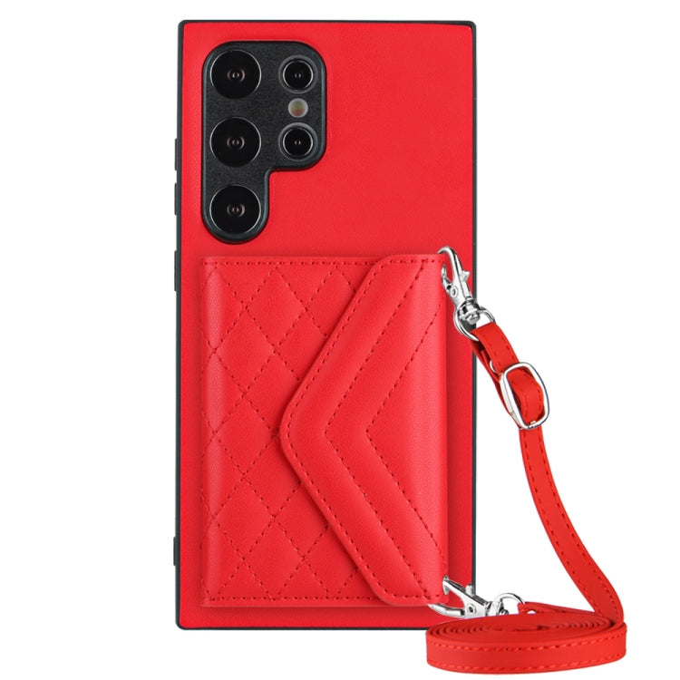 Rhombic Texture Card Bag RFID Phone Case with Long Lanyard, For Samsung Galaxy A55, For Samsung Galaxy A35, For Samsung Galaxy S24 Ultra 5G, For Samsung Galaxy S24+ 5G, For Samsung Galaxy S24 5G, For Samsung Galaxy A15, For Samsung Galaxy A05 4G       ...