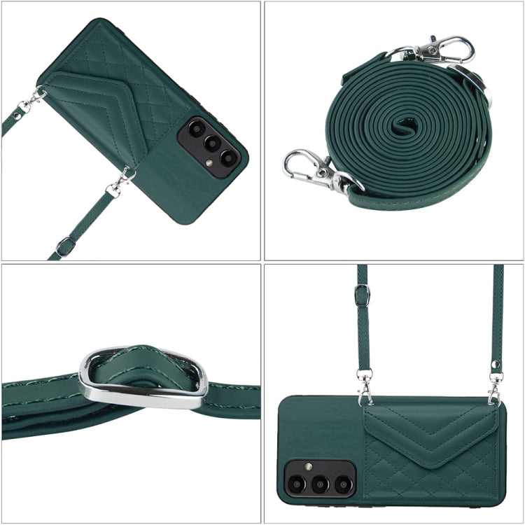 Rhombic Texture Card Bag RFID Phone Case with Long Lanyard, For Samsung Galaxy A55, For Samsung Galaxy A35, For Samsung Galaxy S24 Ultra 5G, For Samsung Galaxy S24+ 5G, For Samsung Galaxy S24 5G, For Samsung Galaxy A15, For Samsung Galaxy A05 4G       ...