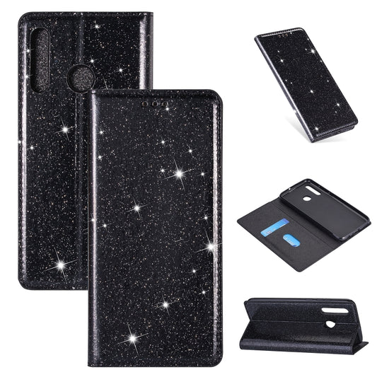 Ultrathin Glitter Magnetic Horizontal Flip Leather Case with Holder & Card Slots, For Huawei P Smart+ 2019, For Huawei P20 Lite, For Huawei P20 Pro, For Huawei P30, For Huawei P30 Lite, For Huawei Y7 (2019), For Huawei Y6 (2019)