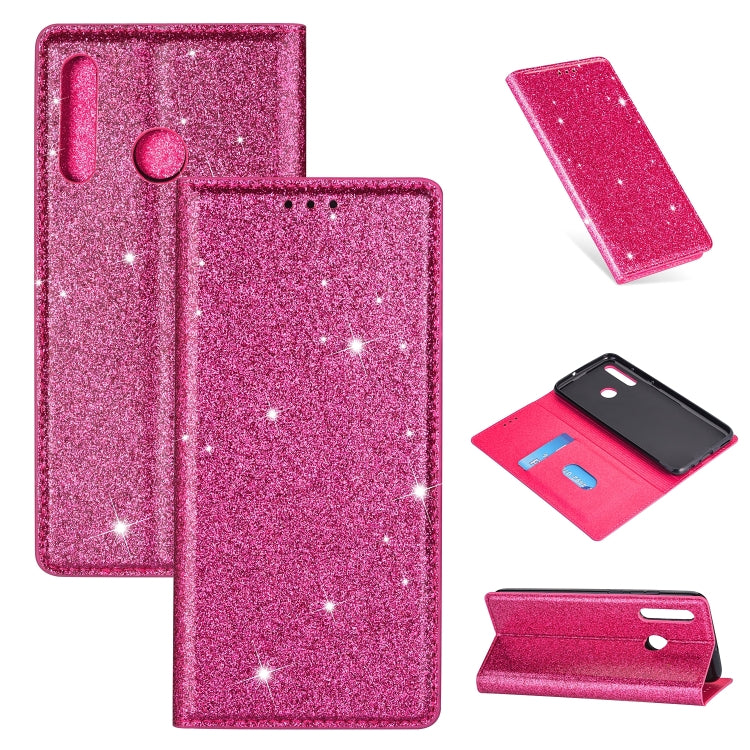 Ultrathin Glitter Magnetic Horizontal Flip Leather Case with Holder & Card Slots, For Huawei P Smart+ 2019, For Huawei P20 Lite, For Huawei P20 Pro, For Huawei P30, For Huawei P30 Lite, For Huawei Y7 (2019), For Huawei Y6 (2019)