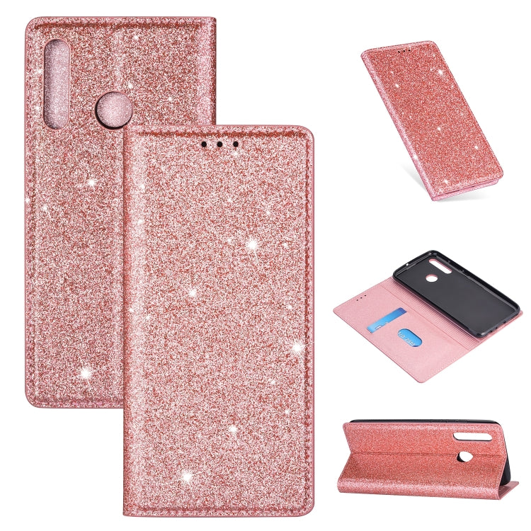 Ultrathin Glitter Magnetic Horizontal Flip Leather Case with Holder & Card Slots, For Huawei P Smart+ 2019, For Huawei P20 Lite, For Huawei P20 Pro, For Huawei P30, For Huawei P30 Lite, For Huawei Y7 (2019), For Huawei Y6 (2019)
