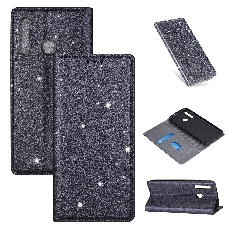 Ultrathin Glitter Magnetic Horizontal Flip Leather Case with Holder & Card Slots, For Huawei P Smart+ 2019, For Huawei P20 Lite, For Huawei P20 Pro, For Huawei P30, For Huawei P30 Lite, For Huawei Y7 (2019), For Huawei Y6 (2019)