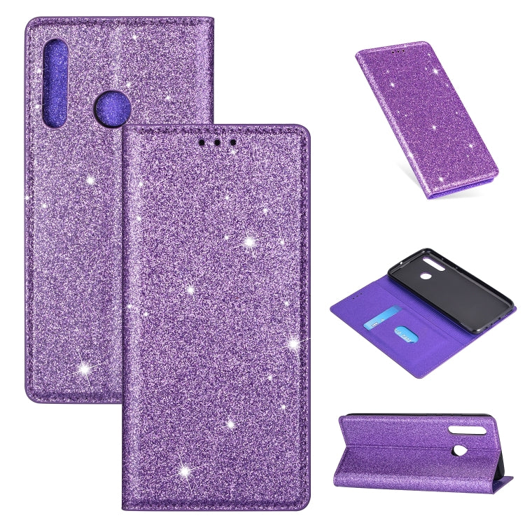 Ultrathin Glitter Magnetic Horizontal Flip Leather Case with Holder & Card Slots, For Huawei P Smart+ 2019, For Huawei P20 Lite, For Huawei P20 Pro, For Huawei P30, For Huawei P30 Lite, For Huawei Y7 (2019), For Huawei Y6 (2019)