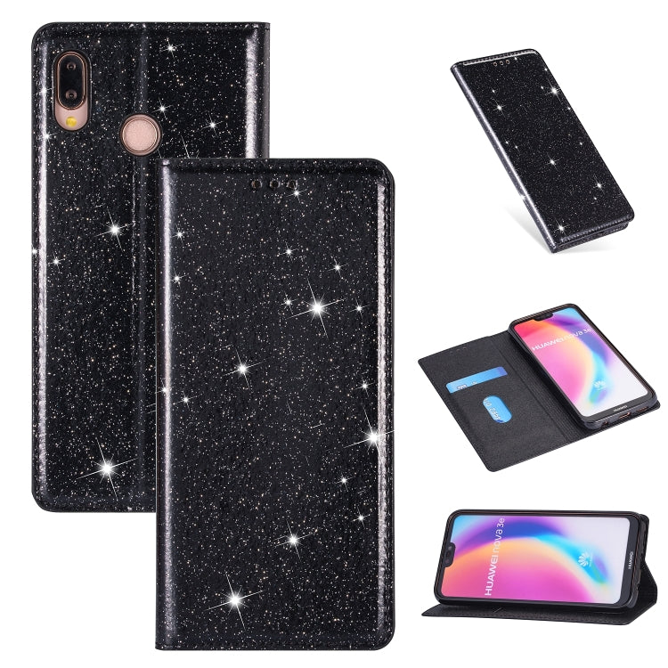 Ultrathin Glitter Magnetic Horizontal Flip Leather Case with Holder & Card Slots, For Huawei P Smart+ 2019, For Huawei P20 Lite, For Huawei P20 Pro, For Huawei P30, For Huawei P30 Lite, For Huawei Y7 (2019), For Huawei Y6 (2019)