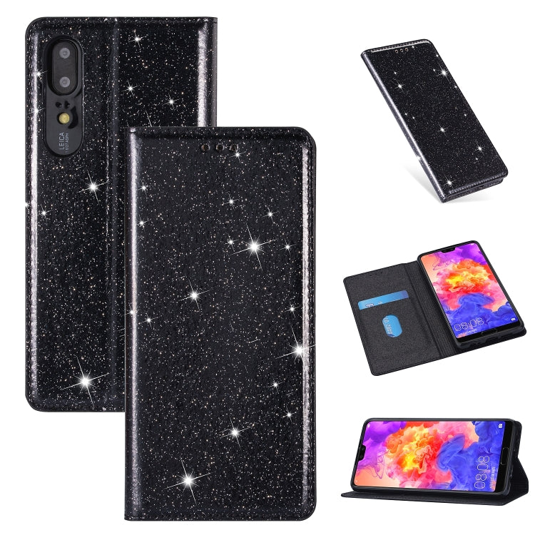 Ultrathin Glitter Magnetic Horizontal Flip Leather Case with Holder & Card Slots, For Huawei P Smart+ 2019, For Huawei P20 Lite, For Huawei P20 Pro, For Huawei P30, For Huawei P30 Lite, For Huawei Y7 (2019), For Huawei Y6 (2019)