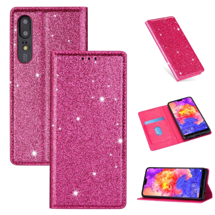 Ultrathin Glitter Magnetic Horizontal Flip Leather Case with Holder & Card Slots, For Huawei P Smart+ 2019, For Huawei P20 Lite, For Huawei P20 Pro, For Huawei P30, For Huawei P30 Lite, For Huawei Y7 (2019), For Huawei Y6 (2019)