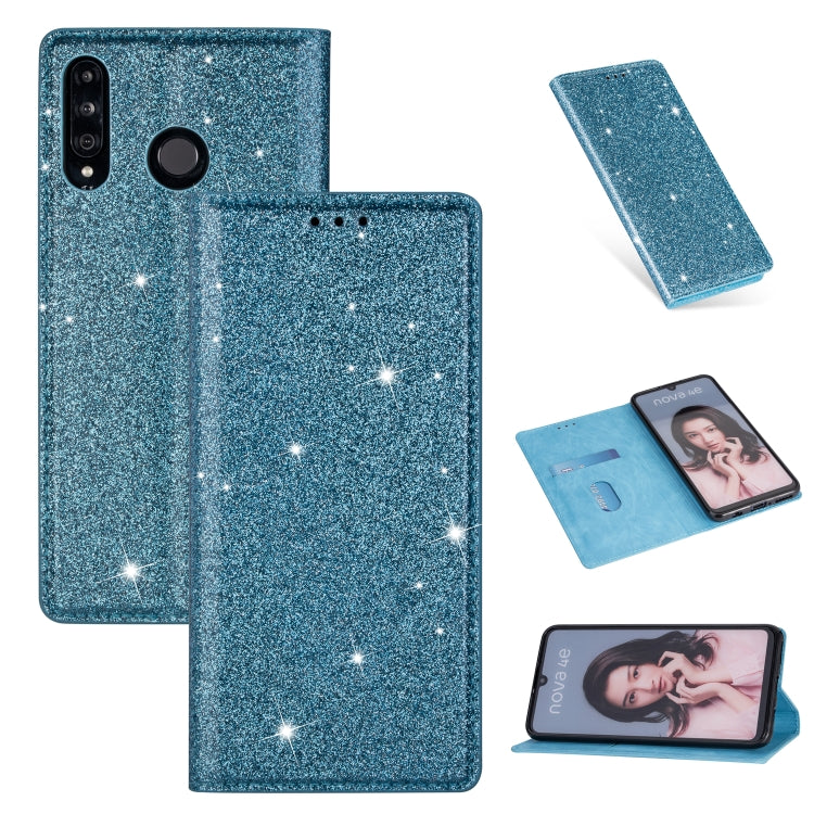 Ultrathin Glitter Magnetic Horizontal Flip Leather Case with Holder & Card Slots, For Huawei P Smart+ 2019, For Huawei P20 Lite, For Huawei P20 Pro, For Huawei P30, For Huawei P30 Lite, For Huawei Y7 (2019), For Huawei Y6 (2019)