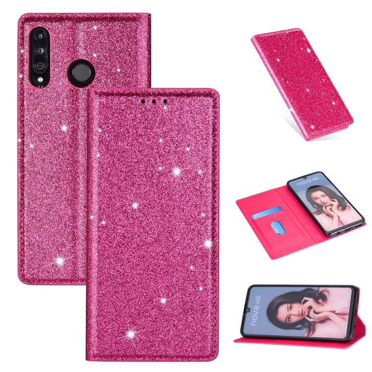 Ultrathin Glitter Magnetic Horizontal Flip Leather Case with Holder & Card Slots, For Huawei P Smart+ 2019, For Huawei P20 Lite, For Huawei P20 Pro, For Huawei P30, For Huawei P30 Lite, For Huawei Y7 (2019), For Huawei Y6 (2019)