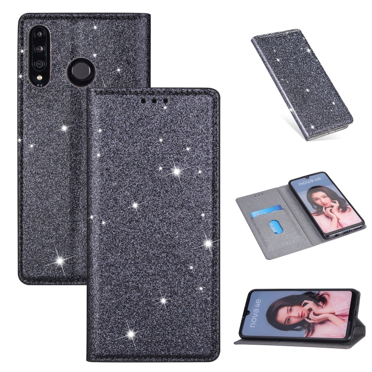 Ultrathin Glitter Magnetic Horizontal Flip Leather Case with Holder & Card Slots, For Huawei P Smart+ 2019, For Huawei P20 Lite, For Huawei P20 Pro, For Huawei P30, For Huawei P30 Lite, For Huawei Y7 (2019), For Huawei Y6 (2019)