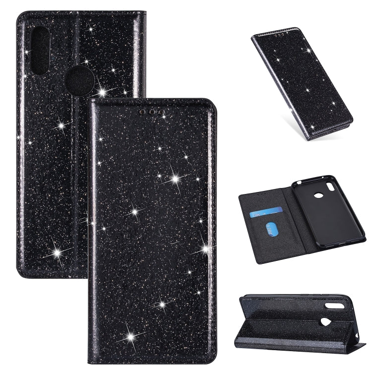 Ultrathin Glitter Magnetic Horizontal Flip Leather Case with Holder & Card Slots, For Huawei P Smart+ 2019, For Huawei P20 Lite, For Huawei P20 Pro, For Huawei P30, For Huawei P30 Lite, For Huawei Y7 (2019), For Huawei Y6 (2019)