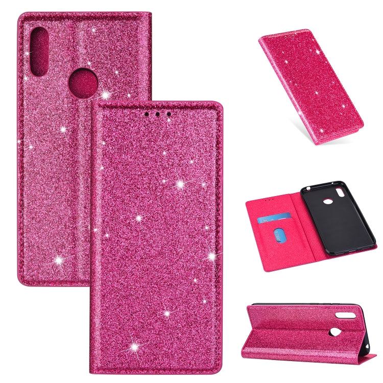 Ultrathin Glitter Magnetic Horizontal Flip Leather Case with Holder & Card Slots, For Huawei P Smart+ 2019, For Huawei P20 Lite, For Huawei P20 Pro, For Huawei P30, For Huawei P30 Lite, For Huawei Y7 (2019), For Huawei Y6 (2019)