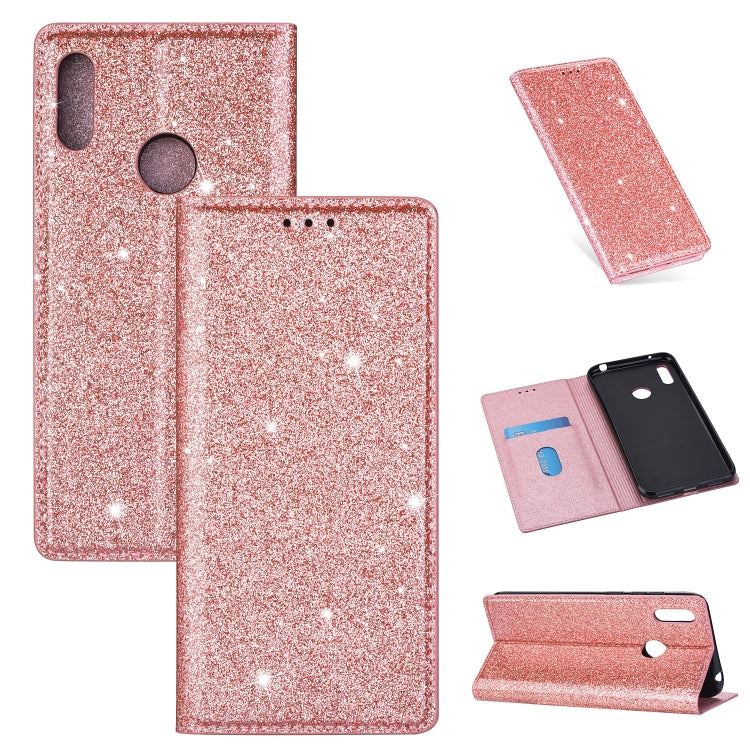 Ultrathin Glitter Magnetic Horizontal Flip Leather Case with Holder & Card Slots, For Huawei P Smart+ 2019, For Huawei P20 Lite, For Huawei P20 Pro, For Huawei P30, For Huawei P30 Lite, For Huawei Y7 (2019), For Huawei Y6 (2019)