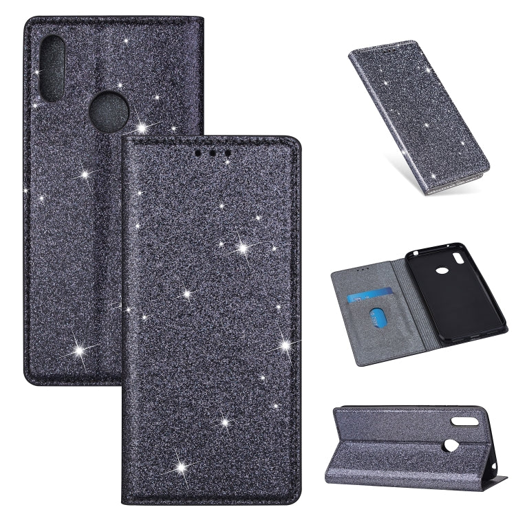 Ultrathin Glitter Magnetic Horizontal Flip Leather Case with Holder & Card Slots, For Huawei P Smart+ 2019, For Huawei P20 Lite, For Huawei P20 Pro, For Huawei P30, For Huawei P30 Lite, For Huawei Y7 (2019), For Huawei Y6 (2019)