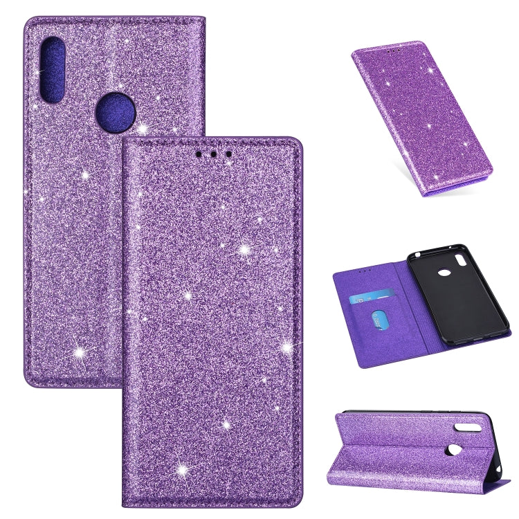 Ultrathin Glitter Magnetic Horizontal Flip Leather Case with Holder & Card Slots, For Huawei P Smart+ 2019, For Huawei P20 Lite, For Huawei P20 Pro, For Huawei P30, For Huawei P30 Lite, For Huawei Y7 (2019), For Huawei Y6 (2019)