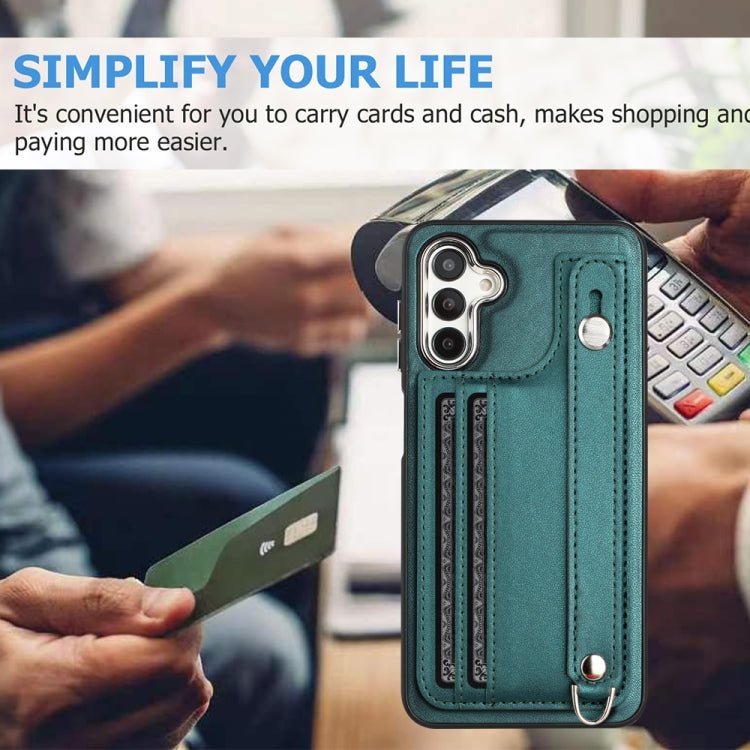 Shockproof Leather Phone Case with Wrist Strap, For Samsung Galaxy A24 4G
